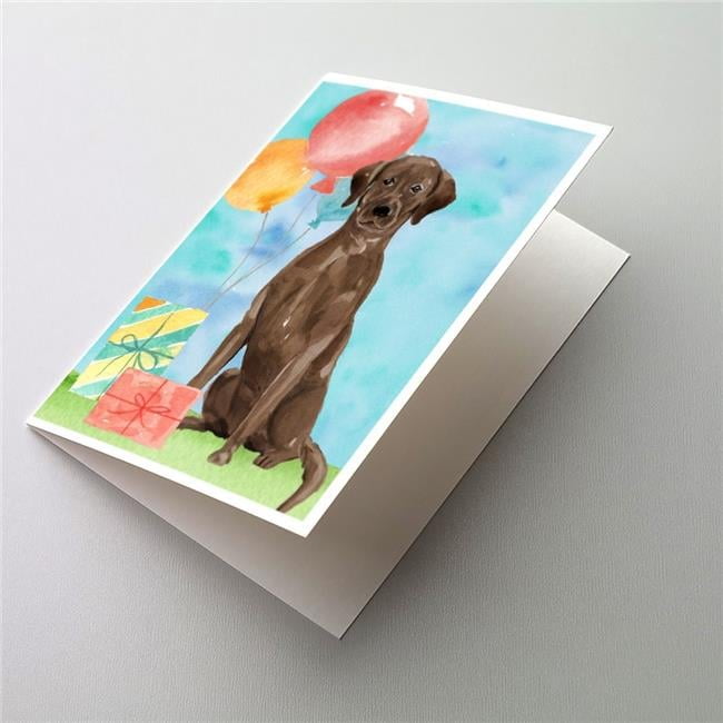 Happy Birthday Chocolate Labrador Retriever Greeting Cards & Envelopes - Pack of 8