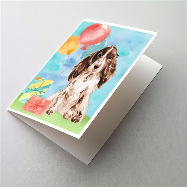 Happy Birthday Chocolate Parti Cocker Spaniel Greeting Cards & Envelopes - Pack of 8