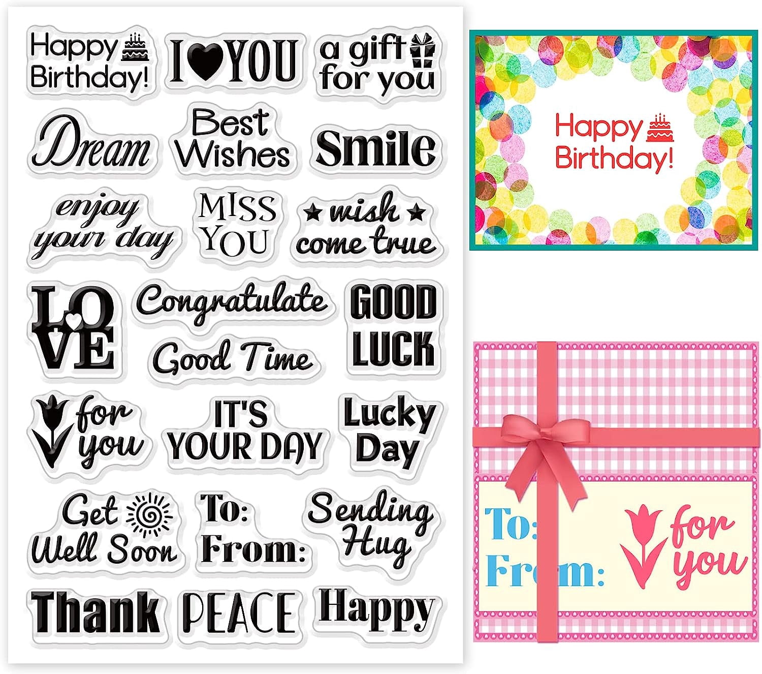 Happy Birthday Clear Stamps Inspiring Words Silicone Rubber Stamp Film ...