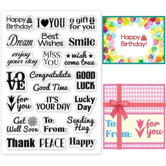 Happy Birthday Clear Stamps Inspiring Words Silicone Rubber Stamp Film ...