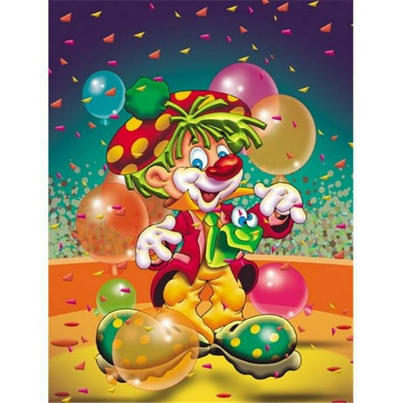 Happy Birthday Clown Flag Garden Size