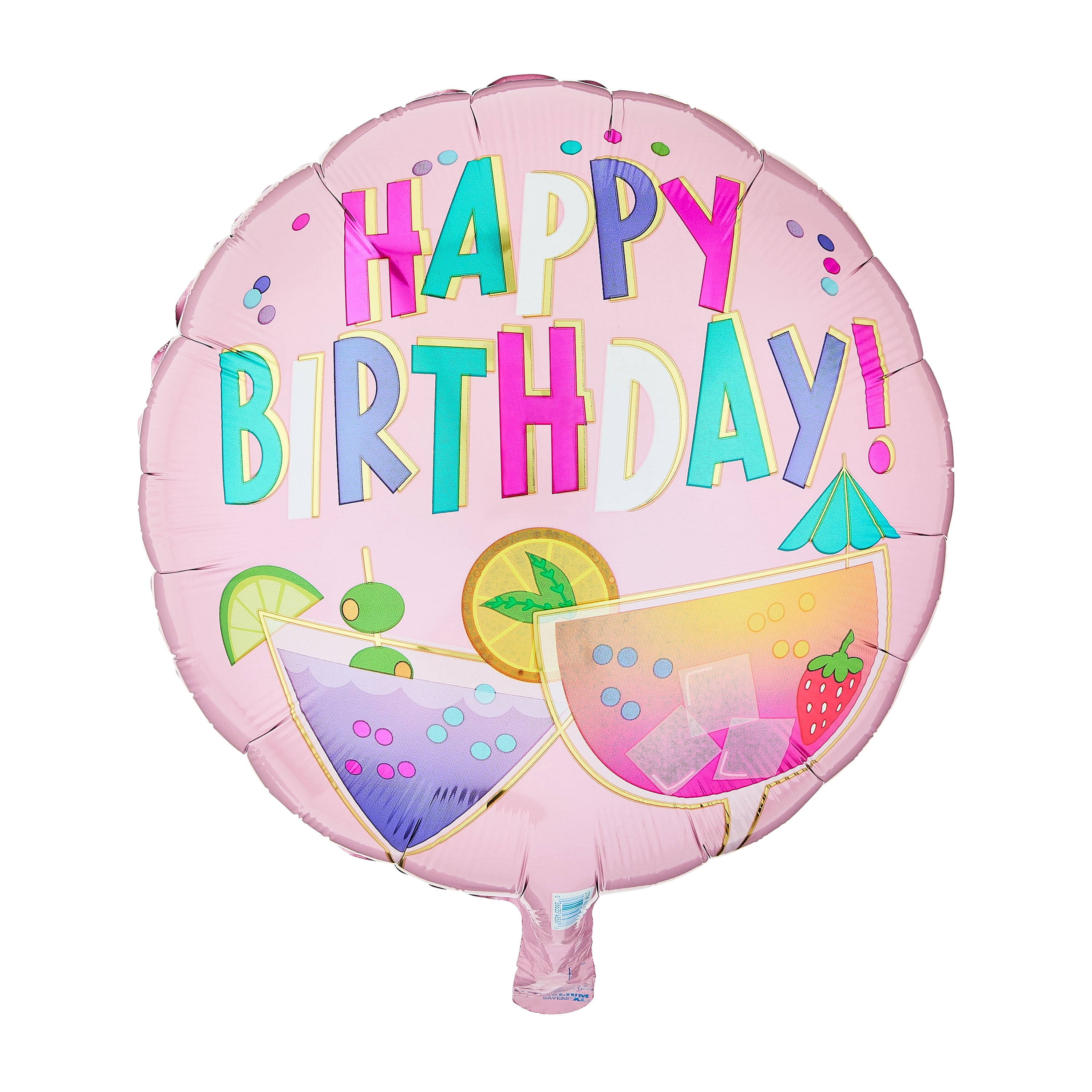 Pink Happy Birthday Cocktails Foil Balloon, 17", by Way To Celebrate