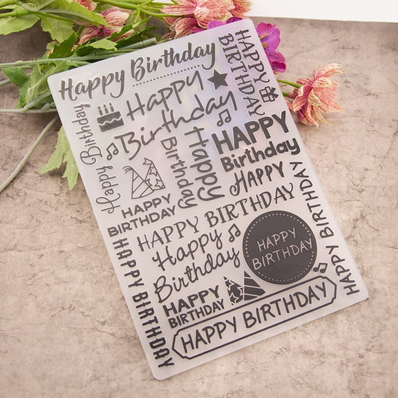 Happy Birthday Collage 3D Embossing Folder, Ouginx 5x7 inch 3D Textured Plate Templates for Card Making Scrapbooking Paper Craft Tool