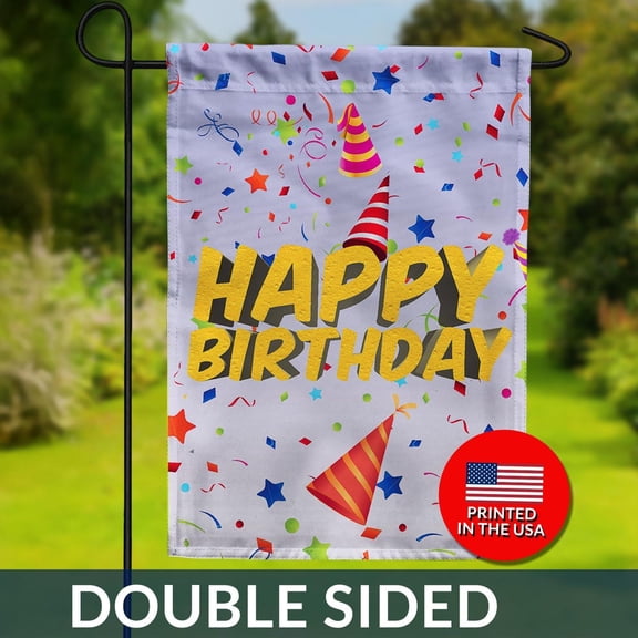 Happy Birthday Confetti Party Flag Double Sided Celebration Banner 1