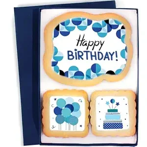 Happy Birthday Cookies Blue 3 Pack