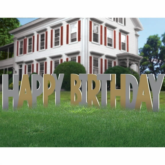 Happy Birthday Corrugate Plastic Yard Stake Sign / Decoration (4pc)