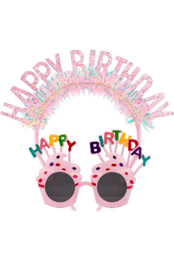 Happy Birthday Crown Headband & Sunglasses Set for Women Birthday Party Headwear