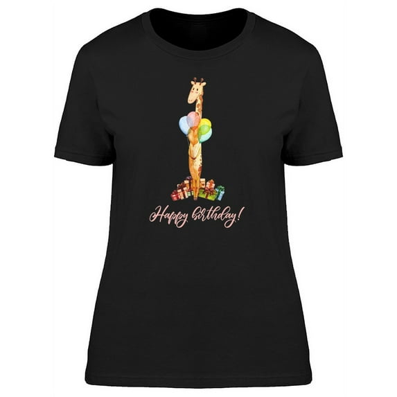 Happy Birthday Cute Giraffe T-Shirt Women -Image by Shutterstock, Female Large