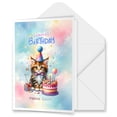 thumbnail image 1 of Happy Birthday Cute Kitten Maine Coon with Cake Gifts Party Hat 5x7in Folded Greeting Card Cat Lover Kitten Owner Gifts Single Note Card with Envelope - 00029, 1 of 5