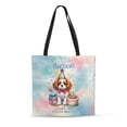 thumbnail image 1 of Happy Birthday Cute Puppy Cavalier King Charles Spaniel with Cake Gifts Party Hat All Over Print 3D Canvas Tote Bag Dog Lover Gifts Reusable Handbag - 00029, 1 of 5