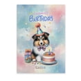 thumbnail image 1 of Happy Birthday Cute Puppy Collie with Cake Gifts Party Hat Vertical Matte Canvas Poster Collie Dog Lover Gifts Idea Wall Art Home Decor - 00029, 1 of 5