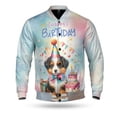 thumbnail image 1 of Happy Birthday Cute Puppy Miniature American Shepherd with Cake Gifts Party Hat All Over Print 3D Baseball Jacket MAS Dog Lover Gifts Bomber Jacket Softball - 00029, 1 of 6