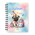 thumbnail image 1 of Happy Birthday Cute Puppy Pug with Cake Gifts Party Hat Spiral Bound Journal Dog Lover Gifts 5x7in Spiral Notebook - 00029, 1 of 5