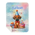 thumbnail image 1 of Happy Birthday Cute Puppy Rhodesian Ridgeback with Cake Gifts Party Hat Cozy Sherpa Blanket Ridgebacks Dog Lover Gifts Warm Soft Throw Blanket - 00029, 1 of 5