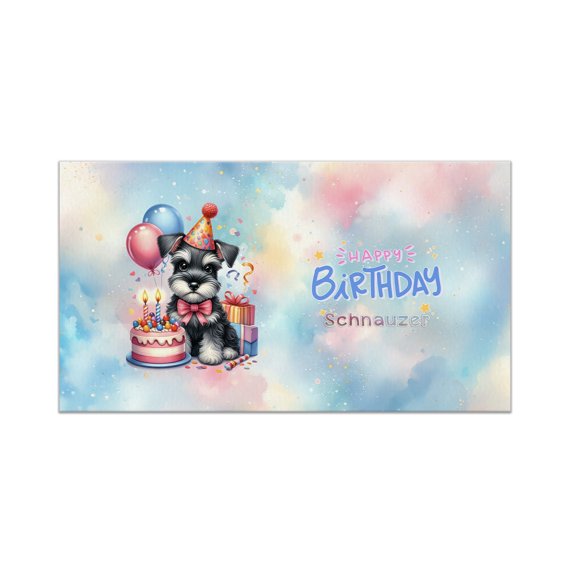 Happy Birthday Cute Puppy Schnauzer with Cake Gifts Party Hat Doormat Miniature Schnauzer Dog Lover Indoor Outdoor Welcome Mat - 00029