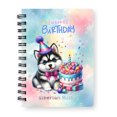 thumbnail image 1 of Happy Birthday Cute Puppy Siberian Husky with Cake Gifts Party Hat Spiral Bound Journal Husky Dog Lover Gifts 5x7in Spiral Notebook - 00029, 1 of 5