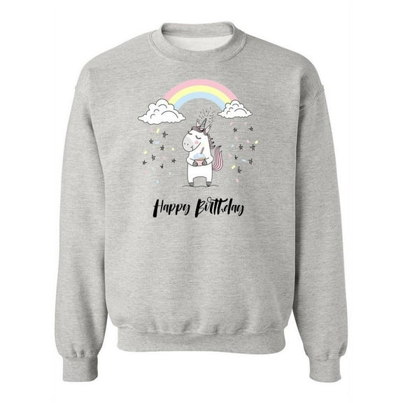 "Happy Birthday" Cute Unicorn Sweatshirt Women -Image by Shutterstock, Female Small