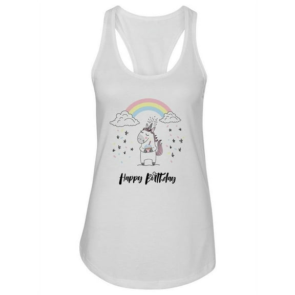 Happy Birthday Cute Unicorn. Tank Women -Image by Shutterstock, Female x-Large