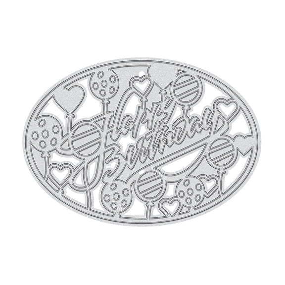 Happy Birthday Cutting Dies Metal Balloon Die Cuts for DIY Making Paper Card Craft Decoration Supplies Matte Platinum DIY Matte Platinum Color