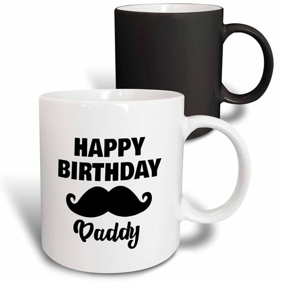 3drose, Happy Birthday Daddy Mustache, 11oz Magic Transforming Mug