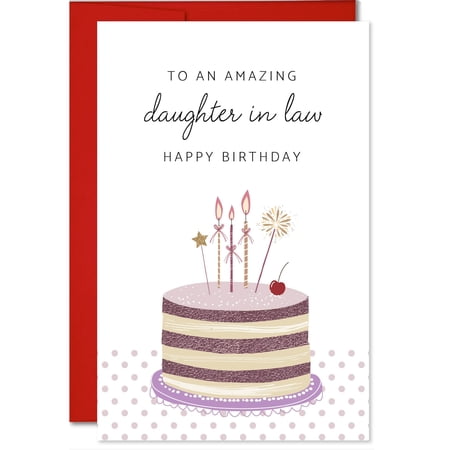 MegaCalendars Amazing Daughter-in-Law Birthday Card, Elegant Greeting Card for Her, 5.3 x 8 with Envelope