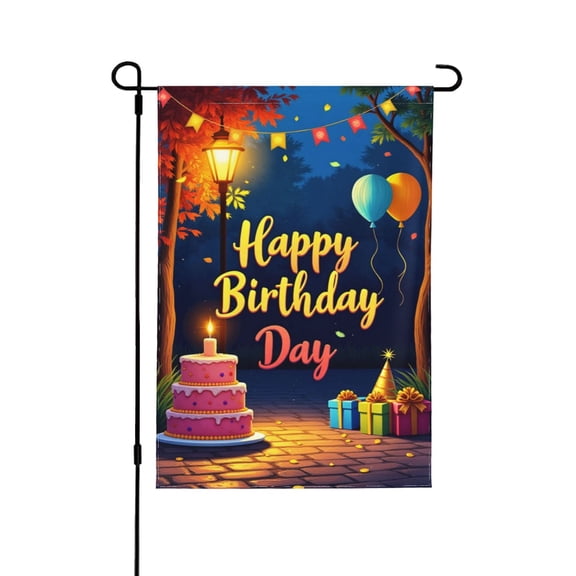 Happy Birthday Day Garden Flag 12x18 Inch Double Sided Outdoor Yard Flag Decorations For Home Celebration Festive Banner House Outdoor Patio Decoration.