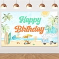 thumbnail image 1 of Happy Birthday Decorations for Children, Backdrop Sign, Photo Background, Sea Sand, Surf Themed, Indoor Backgroud, 1 of 5