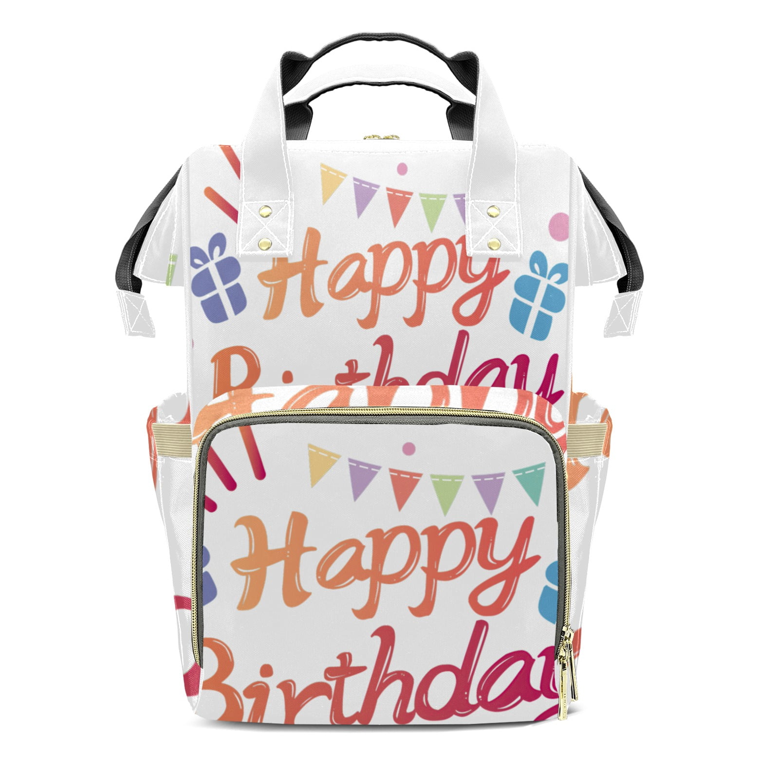 Happy Birthday Diaper Backpack – Large Capacity, Insulated Baby Bottle Pocket, Multifunctional Mommy Bag for Boys & Girls