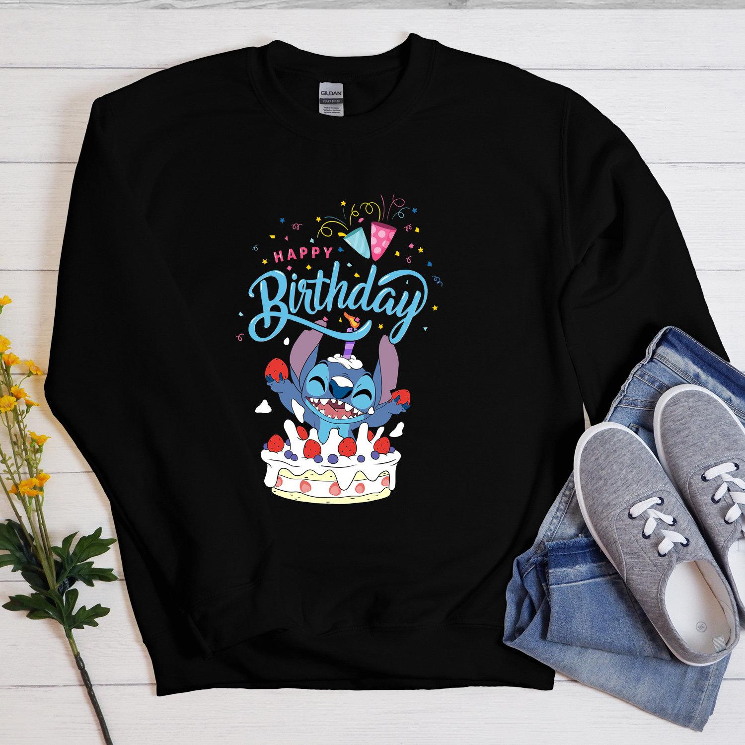 Happy Birthday Disney Stitch Tee Shirt, Cute Stitch Sweatshirt, Stitch