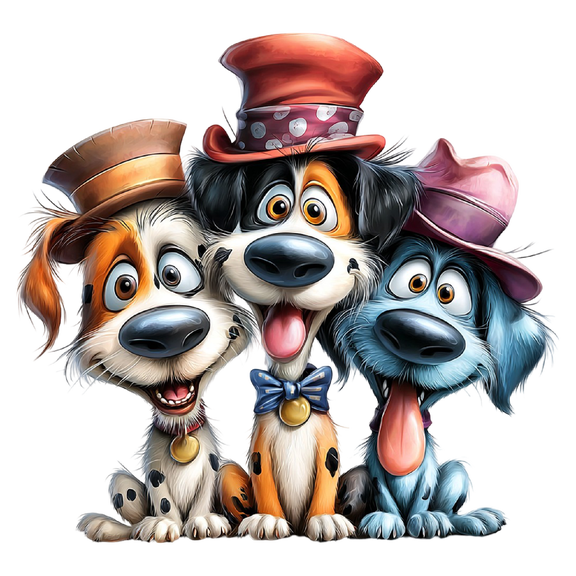 Happy Birthday Dogs 3 Cartoon Dogs Wearing Colored Magician Hats Edible Icing Image Cake Topper, by Tnct.