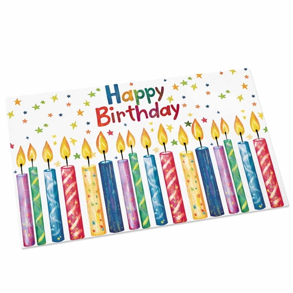 Happy Birthday Door Mat 16x24 Inch Colorful Candles Entryway Rug with Non-Slip Rubber, Front Door Rug Indoor Floor Mats for Living Room Bathroom Bedroom Home Office
