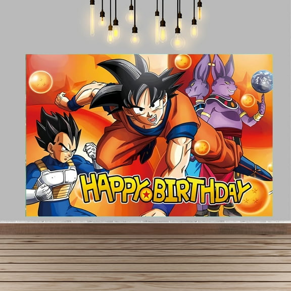 Happy Birthday Dragon Anime Ball Theme Backdrops Banner Birthday Party Decor Supplies,5.9x3.6ft