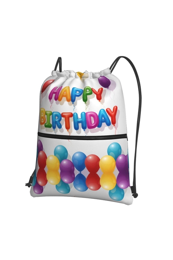 Happy Birthday Drawstring Backpack Water Resistant String Bag Sports Sackpack Gym Sack For Men Women