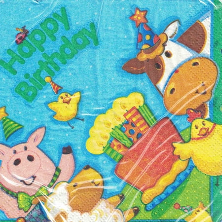Happy Birthday 'E-I-E-I-Oink' Lunch Napkins (16ct)