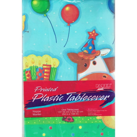 Happy Birthday 'E-I-E-I-Oink' Plastic Tablecover (1ct)