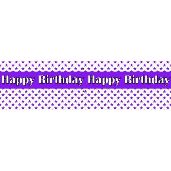 Happy Birthday Edible Purple Stars Cake Border Decoration Banner - Purple