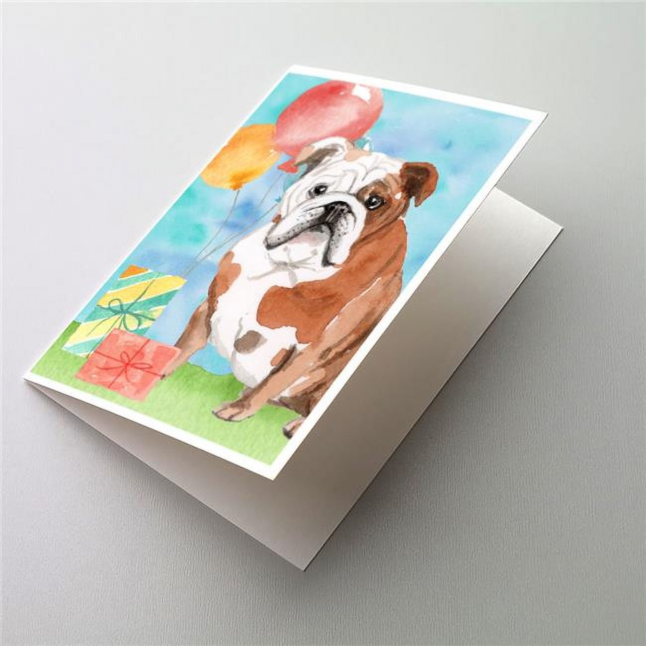 Happy Birthday English Bulldog Greeting Cards & Envelopes - Pack of 8