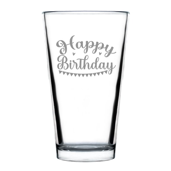 Happy Birthday Engraved Pint Glass 16oz Personalized Etched Beer Custom Gift Party Celebration Keepsake