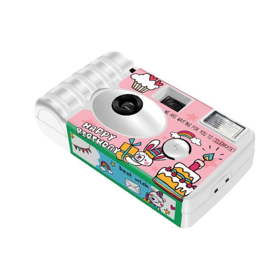 Happy Birthday Film Camera Single Time Use 18 Exposure Color Film Camera for Indoor and Outdoor Use Kids Present