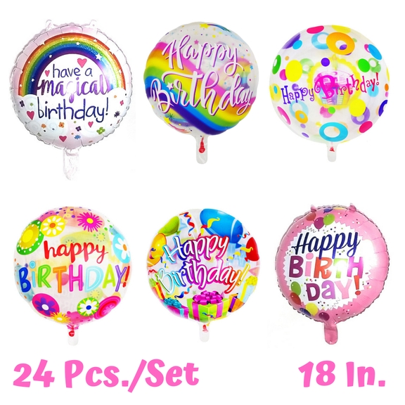 Happy Birthday Foil Mylar Helium Balloons 24 Pcs/Set 18" Birthday Party Decorations