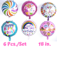thumbnail image 1 of Happy Birthday Foil Mylar Helium Balloons 6 Pcs/Set 18" for Birthday Party, Aluminum Balloon Party Decorations, 1 of 7