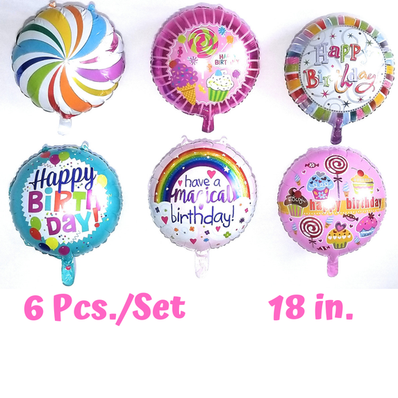 Happy Birthday Foil Mylar Helium Balloons 6 Pcs/Set 18" for Birthday ...