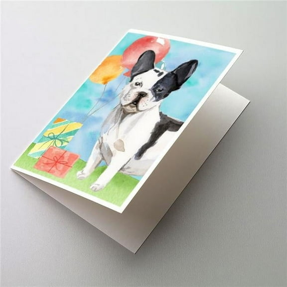 Happy Birthday French Bulldog Greeting Cards & Envelopes - Pack of 8