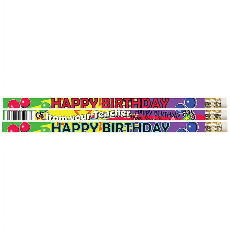 Happy Birthday, Motivational & Fun Pencils, 12 Dozen