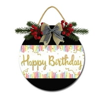 Happy Birthday Front Door Sign Funny Wreaths Hanging Wooden Plaque Decoration Round Rustic Wood Farmhouse Porch Decor for Home Front Door Decor, 12 x 12 Inch
