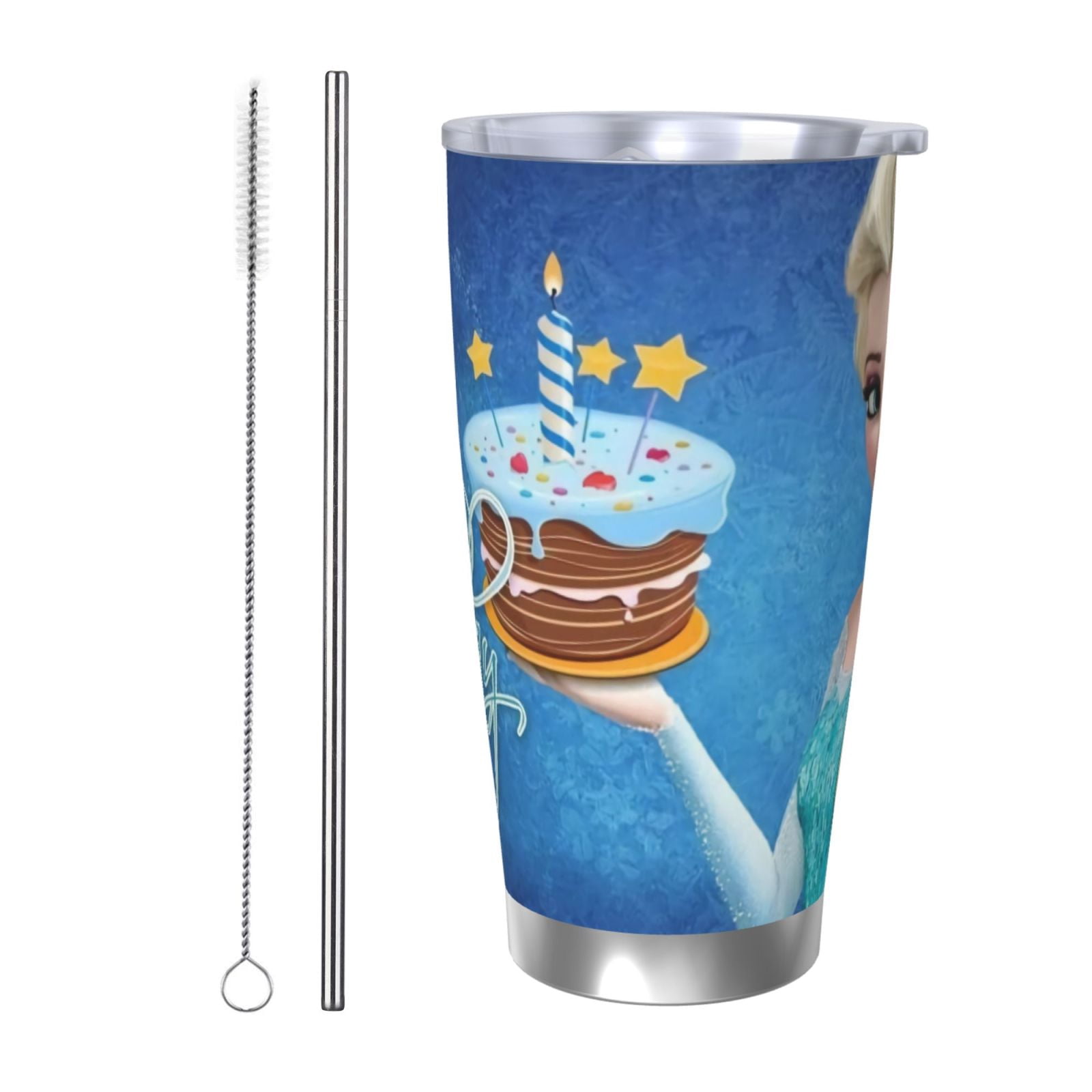 Happy Birthday Frozen Elsa Kids Water Bottle with Straw Lid,Insulated ...
