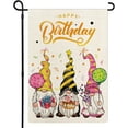 thumbnail image 1 of Happy Birthday Garden Flag, Cute Gnome Birthday Celebration Yard Flag, 12.5x18 Double Sided Cake Balloon Gift Box Gnomes Flag for Yard Patio Farmhouse Decor, Birthday Party Supplies, 1 of 6