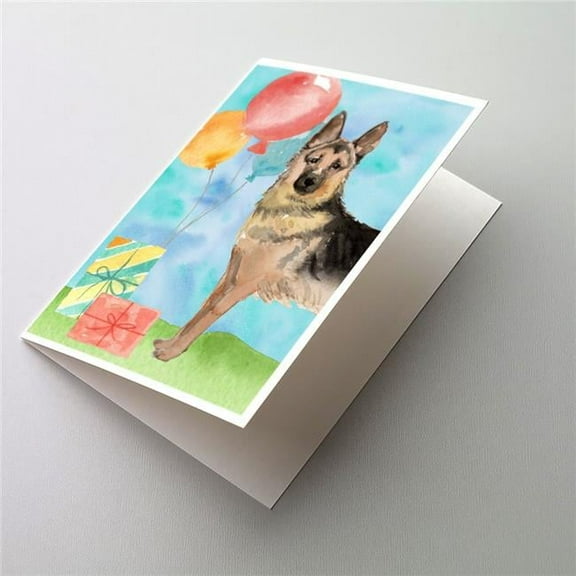 Happy Birthday German Shepherd Greeting Cards & Envelopes - Pack of 8