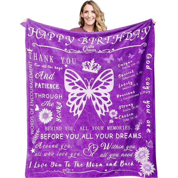 Happy Birthday Gift for Women,Best Friend Birthday Gift for Women,Purple Gift for Women,Birthday Gift for Women Friendship, Women Birthday Gifts, Women Birthday Blanket 60"X50"