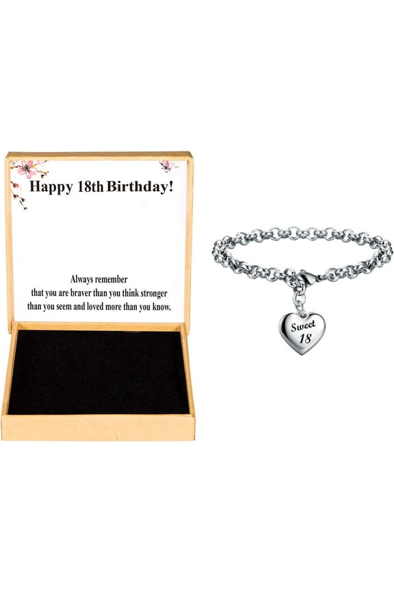 Happy Birthday Gifts Bracelet Heart Charm Alphabet Bracelet Gift for Women Girls 11th 12th 13th 14th 15th 16th 17th 18th 19th 20th 21st 25th 30th 18 th Birthday Gift 18 th Birthday Gift